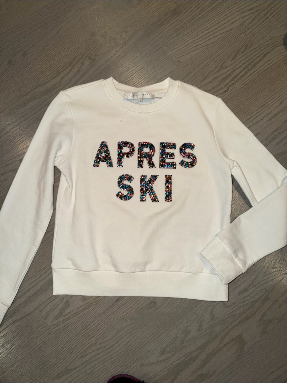 Endless Rose White 'APRES SKI' Sequin Embellished Crewneck